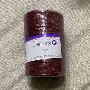 Celebrate It Burgundy Decorative Mesh Roll